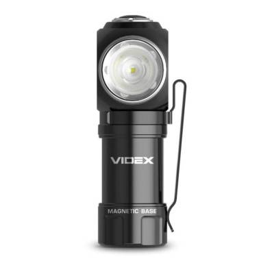 Ліхтар ручний Videx A055H, Black, 600 лм, 5700K, до 115 м, 3 режими роботи, лінзи із загартованого скла, світлодіод Luminus SST20, 10W, акумулятор (16340, 800 mAh, знімний), IP68, 59 г (VLF-A055H)