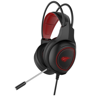 Навушники Havit HV-H2239d Black/Red, mini jack 3,5 mm x 2/USB, 21 Ом, кабель 2м, підсвічування (6950676254754)