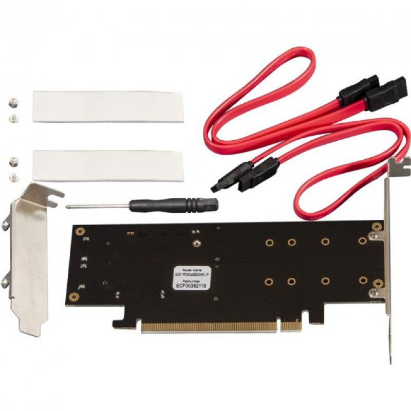 Контролер PCI - Frime to 2xM.2 (M Key+B Key) + 1 x mSata (ECF-PCIEtoSSD009.LP)