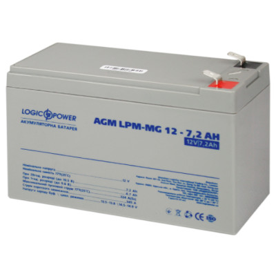 Батарея для ДБЖ 12В 7.2Ач LogicPower, AGM LPM-MG12-7.2AH, мультигелівий, ШхДхВ 150x64x94 (6553)