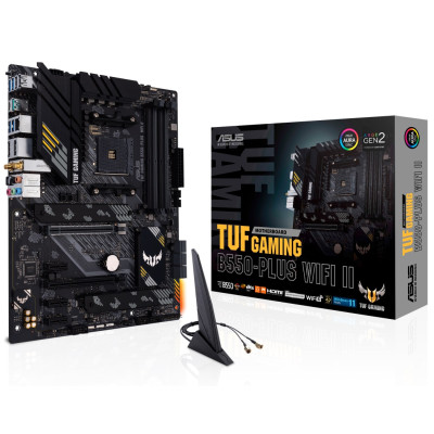 Мат.плата AM4 (B550) Asus TUF GAMING B550-PLUS WIFI II, B550, 4xDDR4, CrossFire, Int.Video(CPU), 6xSATA3, 2xM.2, 1xPCI-E 16x 4.0, 1xPCI-E 3.0, ALC S1200A, RTL8125B, WiFi 6, Bluetooth 5.2, 7xUSB3.2/4xUSB2.0, HDMI/DP, ATX