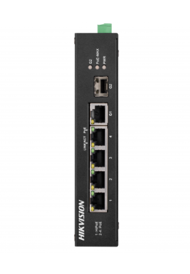 PoE комутатор Hikvision DS-3T0306HP-E/HS, 4x10/100 PoE, 1хRJ45 Uplink, 158х101х31 мм, Black