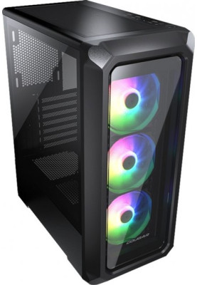 Корпус Cougar Archon 2 RGB Black, без БЖ, Mid Tower, ATX/Micro ATX/Mini ITX, 1xUSB 2.0, 2xUSB 3.0, 3x120 мм ARGB Fan, скляне вікно