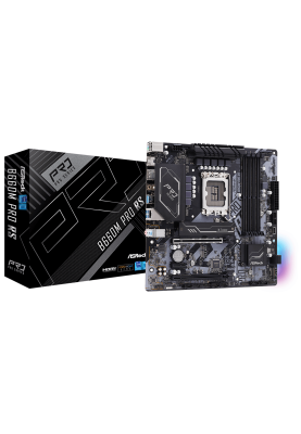 Мат.плата LGA1700, ASRock B660M Pro RS, B660, 4xDDR4, Int.Video(CPU), 4xSATA3, 2xM.2, 2xPCI-E 16x 4.0, 1xPCI-E 1x 3.0, 1xM.2 (Key E), ALC897, I219V, 6xUSB3.2/6xUSB2.0, HDMI/DP, CrossFire, MicroATX