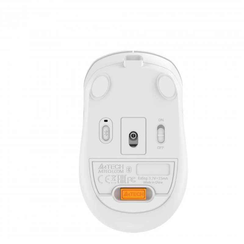 Миша A4Tech Fstyler FB10C, Grayish White, USB, бездротова, оптична, BT+RF (Combo), 1200/1600/2000/2400 dpi, 125 Hz, 4 кнопки, вбудований Li акумулятор
