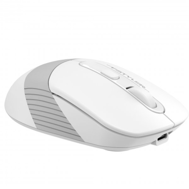 Миша A4Tech Fstyler FB10C, Grayish White, USB, бездротова, оптична, BT+RF (Combo), 1200/1600/2000/2400 dpi, 125 Hz, 4 кнопки, вбудований Li акумулятор