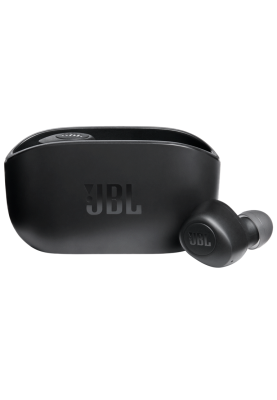 Навушники JBL Wave 100, Black, Bluetooth, мікрофон, чохол з функцією зарядки, технологія "Pure Bass" (JBLW100TWSBLK)