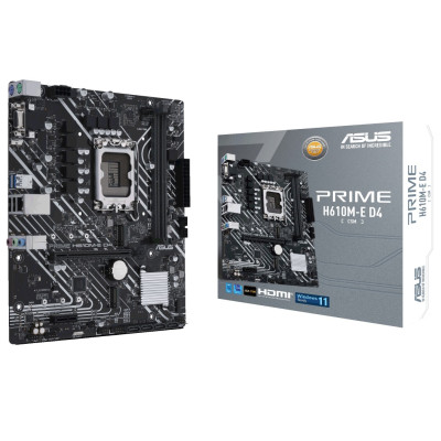 Мат.плата LGA1700, Asus PRIME H610M-E D4-CSM, H610, 2xDDR4, Int.Video(CPU), 4xSATA3, 2xM.2, 1xPCI-E 16x 4.0, 1xPCI-E 1x 3.0, ALC997, GLan, 3xUSB3.2/4xUSB2.0, VGA/HDMI/DP, MicroATX