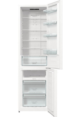 Холодильник Gorenje NRK6201PW4, White, двокамерний, загальний об'єм 353L, корисний об'єм 235L/96L, NoFrost, А+, 200x60x59.2 см