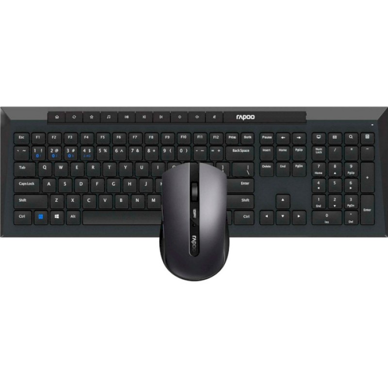 Комплект бездротовий Rapoo 8210M, Black, Optical, Bluetooth+Wireless, клавіатура+миша