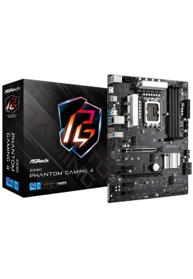 Мат.плата LGA1700, ASRock Z690 Phantom Gaming 4, Z690, 4xDDR4, Int.Video(CPU), 4xSATA3, 3xM.2, 2xPCI-E 16x 4.0, 3xPCI-E 1x 3.0, 1xM.2 (Key E), ALC897, I219V, 8xUSB3.2/4xUSB2.0, CrossFire, HDMI, ATX