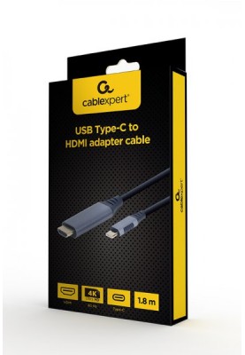 Кабель HDMI-USB Type-C 1.8 м Cablexpert Black, V2.0, 4K/60 Гц (CC-USB3C-HDMI-01-6)