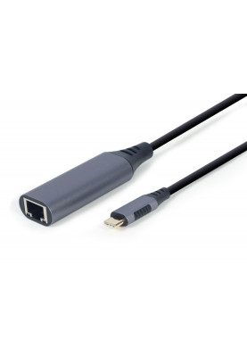 Мережевий адаптер USB Type C - Ethernet, Cablexpert, Black, 1000 Мбит/с, 15 см (A-USB3C-LAN-01)