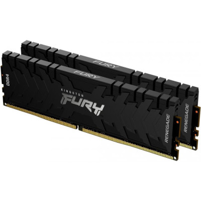 Пам'ять 16Gb x 2 (32Gb Kit) DDR4, 4000 MHz, Kingston Fury Renegade, Black, 19-23-23, 1.35V, з радіатором (KF440C19RB1K2/32)