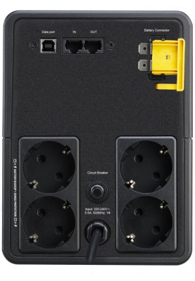 Джерело безперебійного живлення APC Back-UPS 1600VA, Black, 900 Вт, 4xSchuko, AVR, захист RJ45, IP20, 190x140x390 мм, 10.3 кг (BX1600MI-GR)