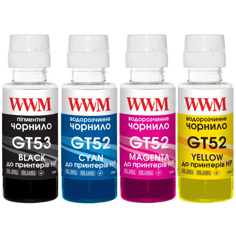 Комплект чорнил WWM HP GT52/GT53, 4x100 мл (GT53SET)