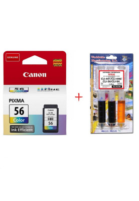 Картридж Canon CL-56, Color + заправний комплект WWM 3x20 мл (Set56-inkC)