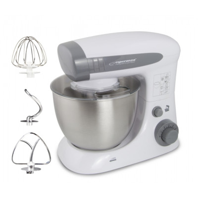Планетарний міксер Esperanza EKM024 Cooking Assistant, Grey, 800W, 4 л чаша, 6 швидкостей з імпульсною функцією, захист від бризок, гак для тіста, вінчик