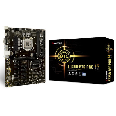 Мат.плата 1151 (B360) Biostar TB360-BTC PRO 3.0, H370, 2xDDR4, Int.Video(CPU), 4xSATA3, 1xM.2, 1xPCI-E 16x 3.0, 11xPCI-E 1x 3.0, ALC887, RTL8111H, 6xUSB3.1/6xUSB2.0, VGA/HDMI, ATX