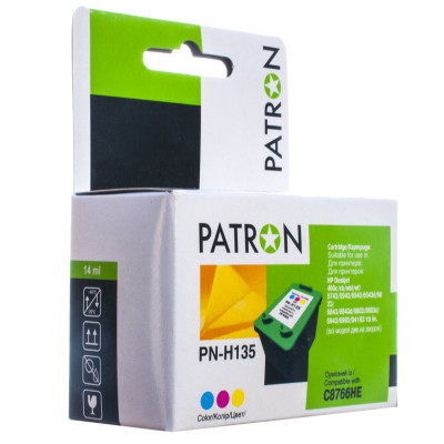 Картридж HP №135 (C8766HE), Color, DeskJet 5743/5943/6543/6623, PSC 1513/1613/2353/2573, 14 мл, Patron (PN-H135)