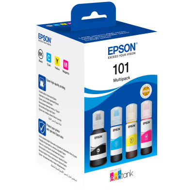 Комплект чорнила Epson 101, Black/Cyan/Magenta/Yellow, для L4150/L4160/L6160/L6170/L6190, 1x127 мл + 3x70 мл (C13T03V64A)
