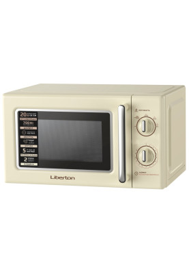 Мікрохвильова піч Liberton LMW-2088M Ivory, 700W, 20 л, звичайна (соло), таймер, механічне керування