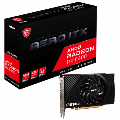 Відеокарта Radeon RX 6400, MSI, AERO ITX, 4Gb GDDR6, 64-bit, HDMI/DP, 2321/16000 MHz (RX 6400 AERO ITX 4G)