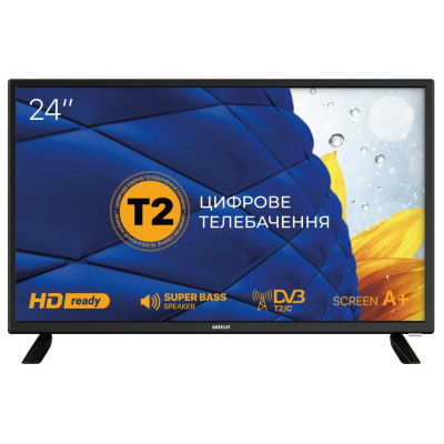 Телевізор 24" Satelit 24H8000T, 1366x768, 60 Гц, DVB-T2/С, 3xHDMI, 1xUSB, VESA 100x100