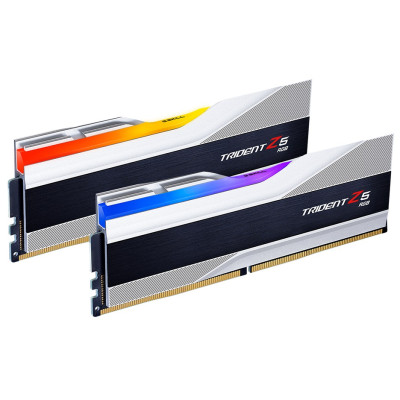 Пам'ять 16Gb x 2 (32Gb Kit) DDR5, 6000 MHz, G.Skill Trident Z5 RGB, Silver, 40-40-40-96, 1.35V, з радіатором (F5-6000J4040F16GX2-TZ5RS)