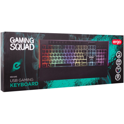 Клавіатура Ergo KB-645, Black, USB, RGB підсвічування, 1.5 м (KB-645)