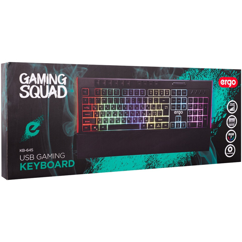 Клавіатура Ergo KB-645, Black, USB, RGB підсвічування, 1.5 м (KB-645)