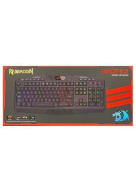 Клавіатура Redragon Harpe 2, Black, USB, мембранна, RGB підсвічування, підставка під зап'ястя (77484)