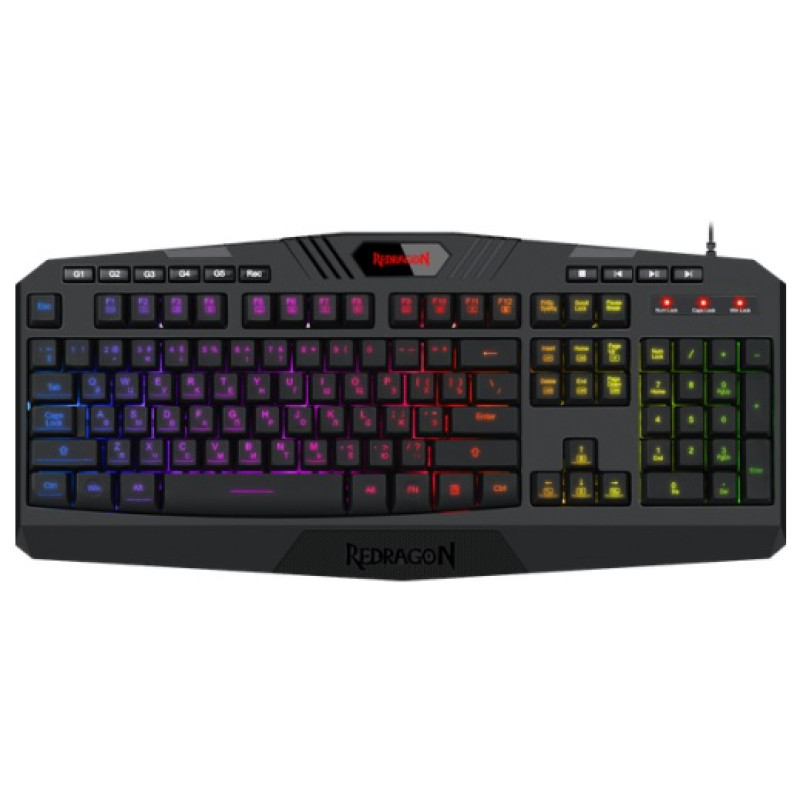 Клавіатура Redragon Harpe 2, Black, USB, мембранна, RGB підсвічування, підставка під зап'ястя (77484)