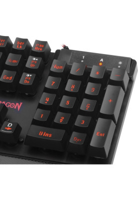 Клавіатура Redragon Yaksa, Black, USB, мембранна, 7 кольорів підсвічування, 12 мультимедійних клавіш, підставка під зап'ястя (70392)