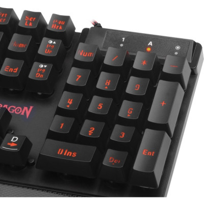 Клавіатура Redragon Yaksa, Black, USB, мембранна, 7 кольорів підсвічування, 12 мультимедійних клавіш, підставка під зап'ястя (70392)