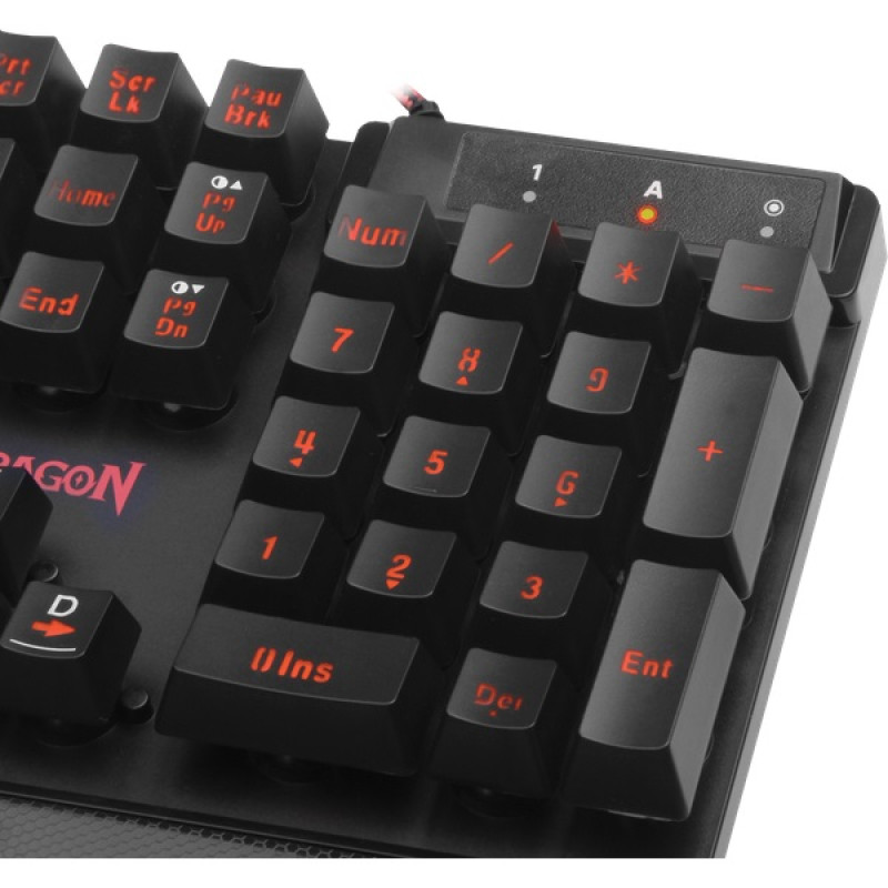 Клавіатура Redragon Yaksa, Black, USB, мембранна, 7 кольорів підсвічування, 12 мультимедійних клавіш, підставка під зап'ястя (70392)