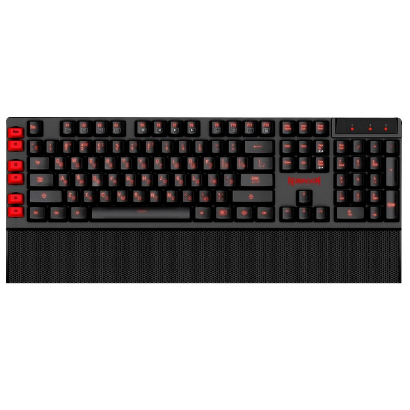 Клавіатура Redragon Yaksa, Black, USB, мембранна, 7 кольорів підсвічування, 12 мультимедійних клавіш, підставка під зап'ястя (70392)