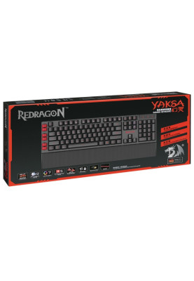 Клавіатура Redragon Yaksa, Black, USB, мембранна, 7 кольорів підсвічування, 12 мультимедійних клавіш, підставка під зап'ястя (70392)