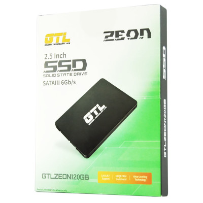 Твердотільний накопичувач 120Gb, GTL Zeon, SATA3, 2.5", 3D TLC, 500/400MB/s, алюмінієвий корпус (GTLZEON120GB)