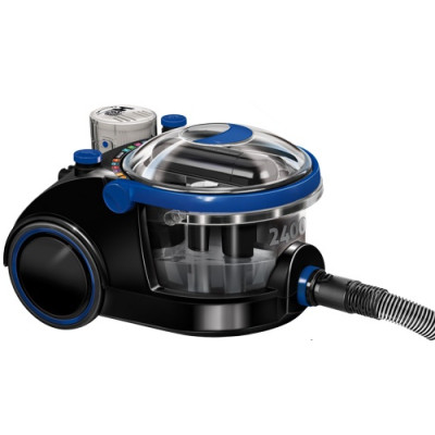 Пилосос MPM MOD-41, Black/Blue, 2400W, з аквафільтром, 2 ступінчаста система фільтрації, ємність для води 2.7 л, HEPA-фільтр, турбощітка, для щілин, жалюзі