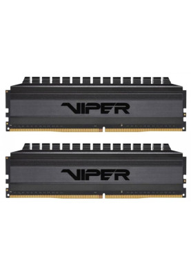 Пам'ять 16Gb x 2 (32Gb Kit) DDR4, 3600 MHz, Patriot Viper 4 Blackout, Black, 18-22-2-42, 1.35V, з радіатором (PVB432G360C8K)