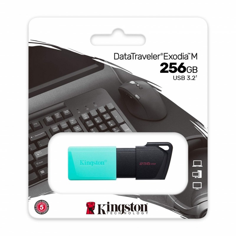 USB 3.2 Flash Drive 256Gb Kingston DataTraveler Exodia M, Black/Teal (DTXM/256GB)