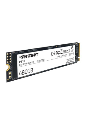 Твердотільний накопичувач M.2 480Gb, Patriot P310, PCI-E 3.0 x4, 3D TLC, 1700/1500 MB/s (P310P480GM28)