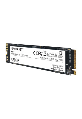Твердотільний накопичувач M.2 480Gb, Patriot P310, PCI-E 3.0 x4, 3D TLC, 1700/1500 MB/s (P310P480GM28)