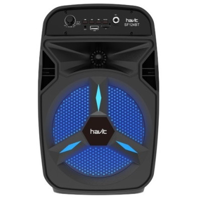 Колонка портативна Havit HV-SF124BT Black, 8 Вт, пластиковий корпус, AUX, USB, FM, BT, TWS, TF, LED, RGB, MIC IN, акумулятор: 2400mA, керування зверху (6939119034689)