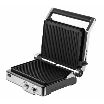 Електрогриль Ardesto GK-2000M, Silver, 2000W, механічне керування, таймер, регулювання температури, змінні пластини