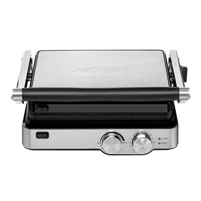 Електрогриль Ardesto GK-2000M, Silver, 2000W, механічне керування, таймер, регулювання температури, змінні пластини