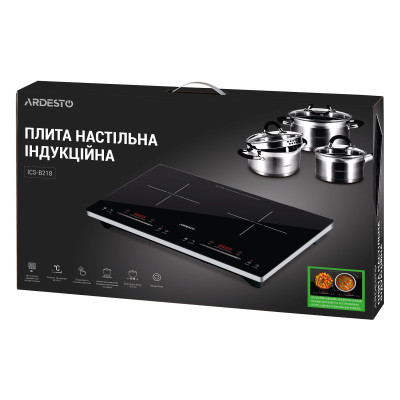 Настільна плита Ardesto ICS-B218, Black, 1800+1300W, 2 конфорки, індукція, таймер