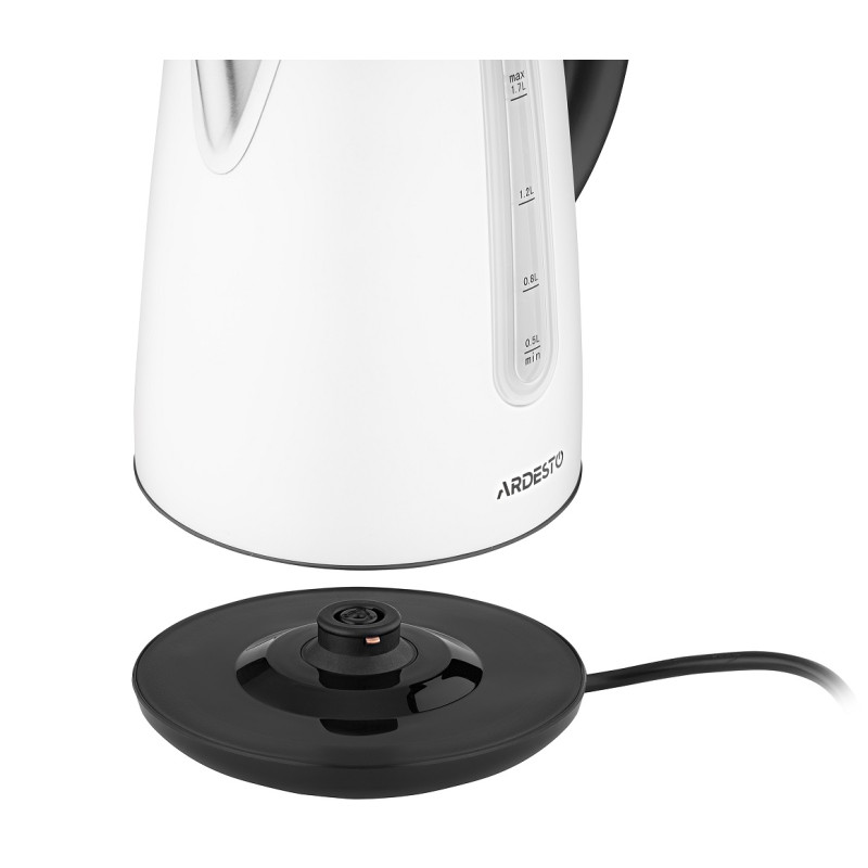 Електрочайник Ardesto EKL-F300W, White, 1.7л, 2150Вт, strix контроль, нерж.сталь