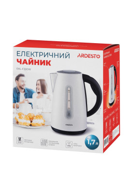 Електрочайник Ardesto EKL-F300W, White, 1.7л, 2150Вт, strix контроль, нерж.сталь